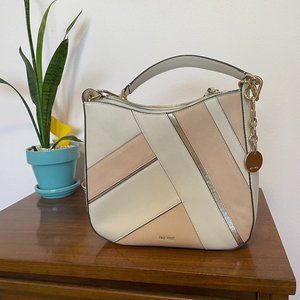NINE WEST Satchel Handbag Purse Cream & Pink